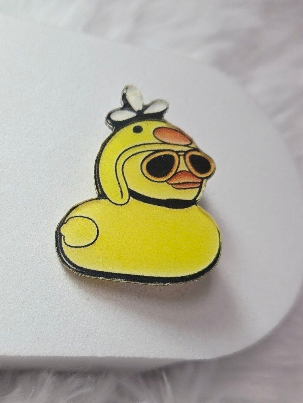 Pilot Duck Lapel Pin Aviator Rubber Duck Acrylic Yellow Ducky Hat Shades